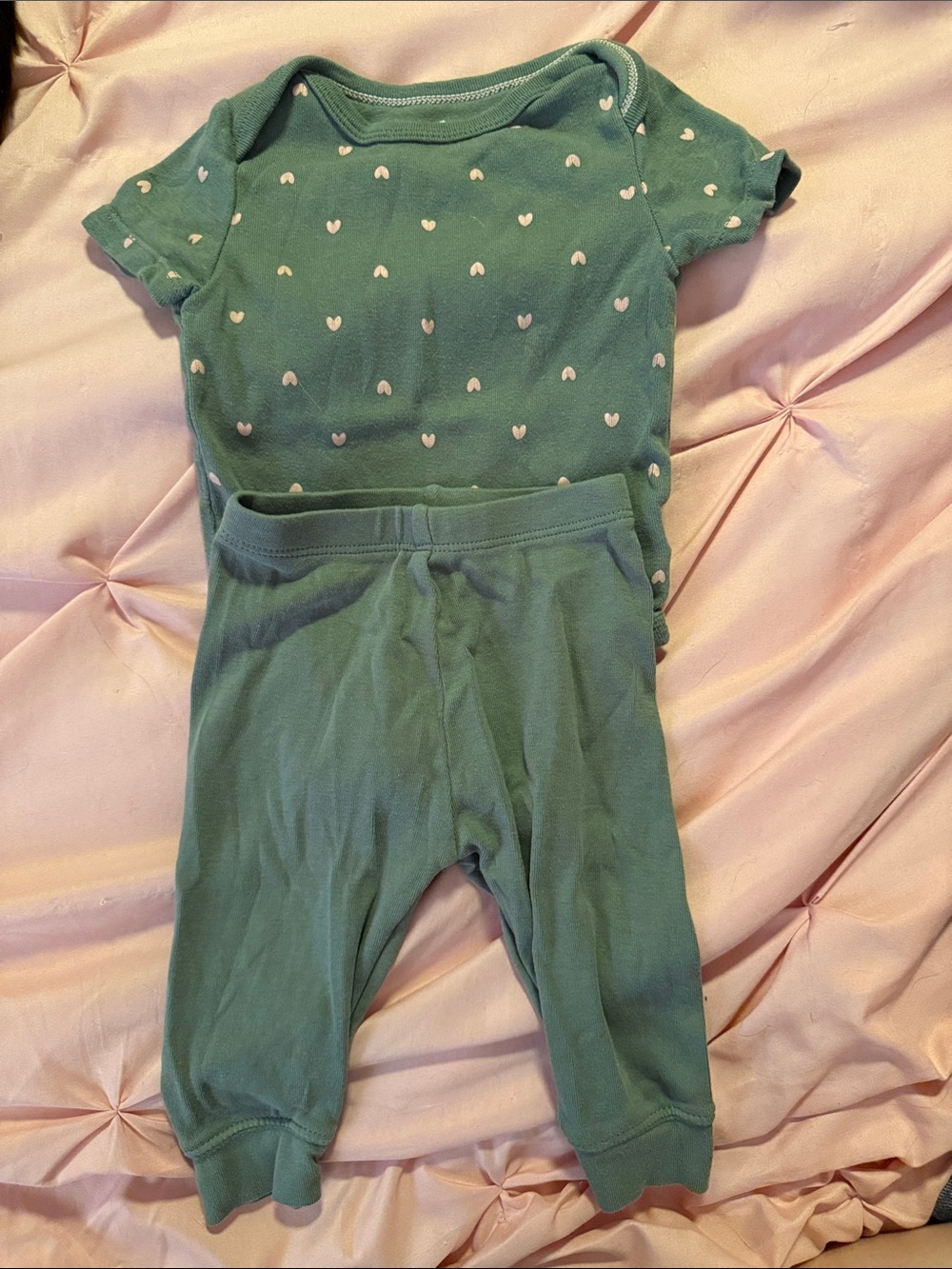 cloud island Olive Green Baby Outfit with White Cloud Graphic